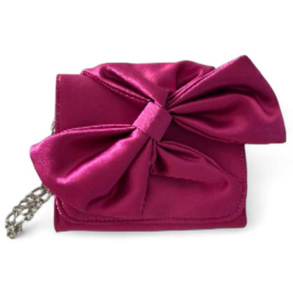 White House Black Market-Hot Pink Satin Bow Chain Wristlet-Barbie Core-Y2K-Glam